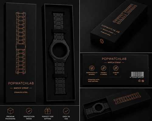 Le bracelet de montre en acier noir intégré