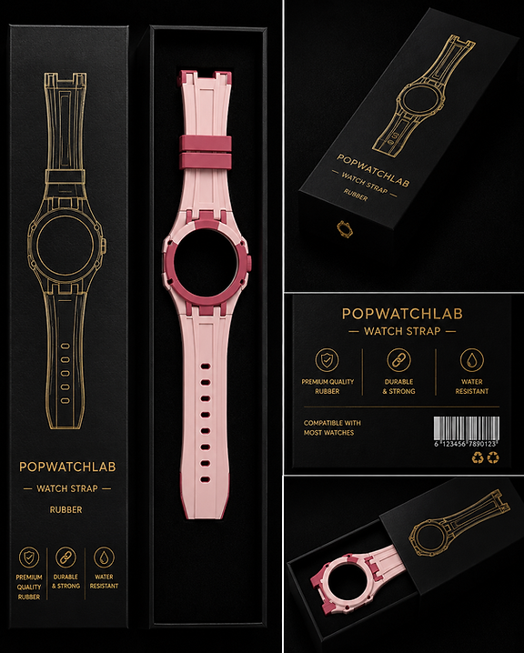 The Soft Pink Royal Pop rubber strap